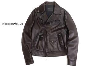 未使用 アルマーニ EMPORIO ARMANI 上質 ラムレザー ライダース ジャケット 50 XL