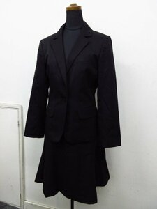 y1233 美品 洋服の青山 n-line Precious スーツセットアップ 11サイズ　スカート/ジャケット　背抜き　ブラック　エヌラインプレシャス