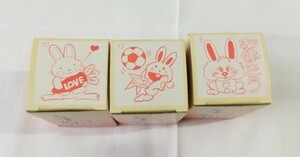 未使用・長期保管品/スタンプ うさぎ ウサギ ３コ まとめて はんこ年賀 ありがとう LOVE サッカー うさぎスタンプ レトロ