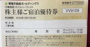 東急不動産　ホテルハーヴェスト　ご宿泊優待券　2024/1/31　数量9