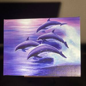 Art hand Auction ★ Rayures ★ Impression d'art Peinture d'ornement intérieur de dauphin sauvage, Articles faits à la main, intérieur, marchandises diverses, ornement, objet