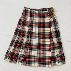 5525. RALPH LAUREN Ralph Lauren check LAP skirt tartan check pleated skirt belt to coil skirt 