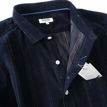 新品 レノマオム ミニカッタウェイ コーデュロイ シャツ XL 紺 【I40334】 renoma HOMME 秋冬 メンズ 起毛 コットン 長袖 ストライプ_画像3