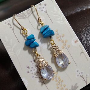 ★ハンドメイド★ピアス★ハウライト♪トルコ石★浄化♪天然石★イヤリングに交換可能