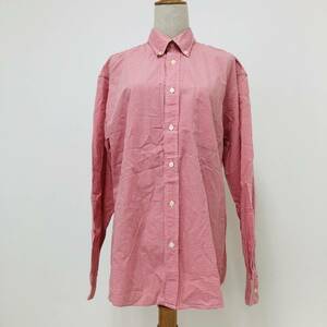 k1188 良品 UNIQLO ユニクロ シャツ 長袖 綿100 ボタンダウンカラー L 赤 白 ギンガムチェック メンズ 万能 シンプルデイリーカジュアル 