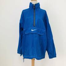 k1431 NIKE ナイキ ウインドブレーカー ハーフジップ ポケット ロゴ刺しゅう ハイネック M 青 メンズ カジュアル スポーティチックスタイル_画像1