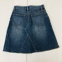 k1441 Gap Kids ギャップキッズ デニムスカート ひざ丈 切りっぱなし ポケット 150 女児用 綿混 古着感 USED カジュアルデニムコーデ _画像2