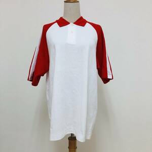k1454 タグ付 MIZUNO ミズノ ポロシャツ 半袖 綿混 国体 茨城 日本製 サイズ0 赤 白 メンズ 記念品 カジュアル スポーティチックスタイル 