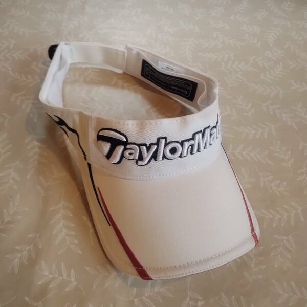 美品！　テーラーメイド　TaylorMade/BURNER　サンバイザー　フリー(57～59cm)　綿60％　ホワイト　マジックテープ