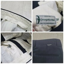 オールド Sergio Tacchini セルジオ タッキーニ ポリエステル タック テーパード スラックス パンツ タックパンツ pants ネイビー_画像8