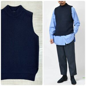 20aw 2020 MARNI Marni wool rib mok neck knitted the best KNIT VEST DVMG0009A0 MADE IN ITALY NAVY navy series size 48
