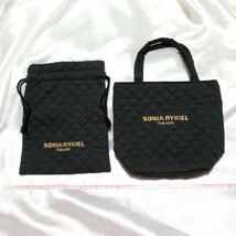 SONIA RYKIEL TABLIERS　ミニトートバッグ ＆ 巾着 セット　黒金　ソニアリキエル　ポーチ　ほぼ未使用_画像5