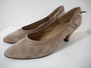 NINA RICCI Nina Ricci book@ leather suede almond tu design pumps size 36.5(23.0~23.5cm)