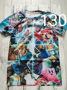 総柄130 スマブラ　ピカチュウ　カービィ　マリオ　フルグラフィック半袖tシャツ　海外製品　大人気シリーズ