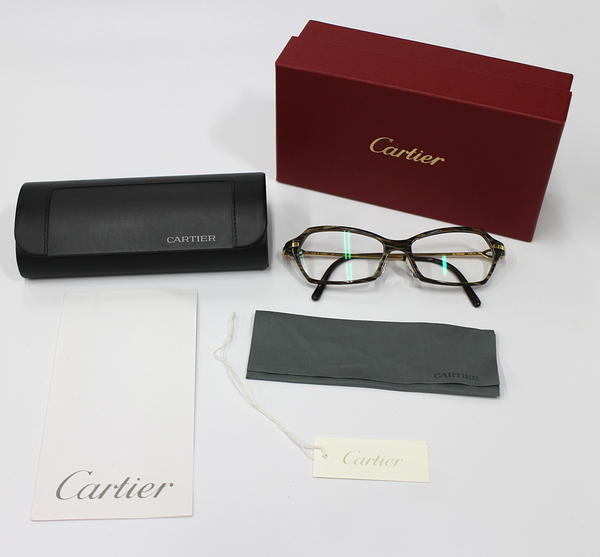 【Cartier】カルティエ サングラス　メガネ　メガネフレーム　135　べっ甲柄　メタルテンプル　クリアレンズ