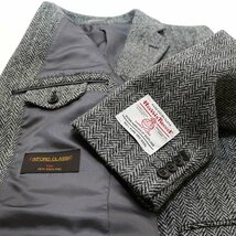 新作 秋冬 英国 ハリスツイード Harris Tweed やや淡系 グレー杢 ヘリンボーン杉綾織 2つボタン ジャケット AB7_画像7