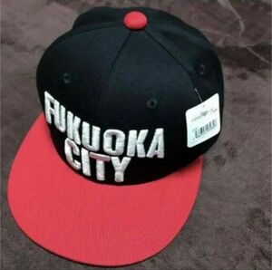 【新品・未使用】FUKUOKA CITY にわか煎餅キャップ（黒×赤）新品