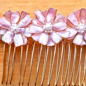 秋のお花,コスモスのヘアコーム