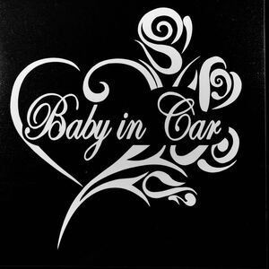 ステッカー Baby in Car ハート ホワイト