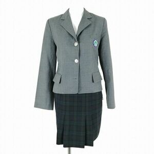 1円 韓国制服 ブレザー ミニスカート 上下2点セット 冬物 女子 学生服 京畿道ワブ中学 グレー 制服 中古 ランクC KU0684