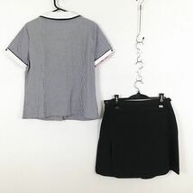 1円 韓国制服 ブラウス キュロット ネクタイ 上下3点セット 夏物 女子 学生服 コヤン国際高校 チェック（紺/白） 制服 中古 ランクB KU0689_画像2