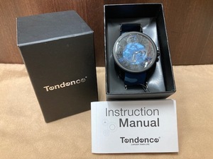 24205* Tendence テンデンス 腕時計 T0430629 クオーツ QZ 迷彩 ビッグフェイス ブルー カモフラ 付属付 動作未確認 現状品