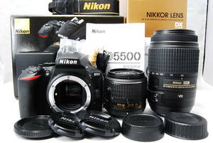 ■美品■ニコン Nikon D5500 ダブルズームキット 18-55mm・55-300mmレンズ付 ショット数約5000回 10HO23022055