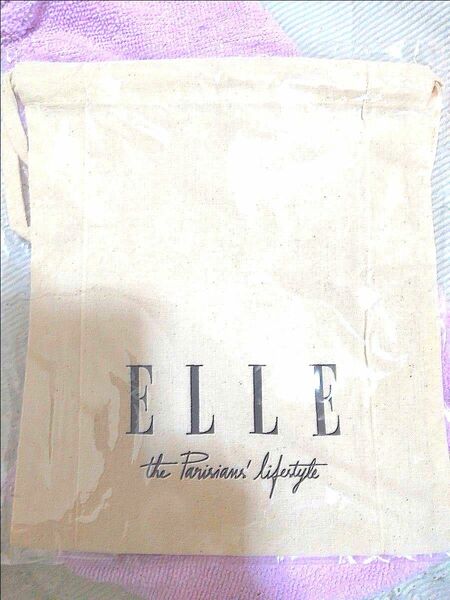 エル　ELLE 巾着袋　オフホワイト　ベージュ