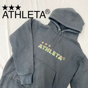 ATHLETA アスレタ サッカーチーム パーカ スウェットパーカー ロゴ ロゴプリント ブラック 裏起毛 RF879