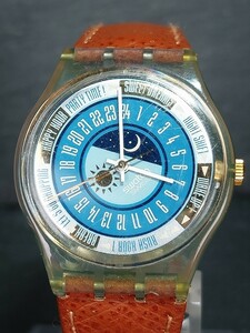 スウォッチ SWATCH 1994 ジェント GENT GN145 メンズ 腕時計 アナログ クォーツ プラスチック レザーベルト 新品電池交換済み 動作確認済み