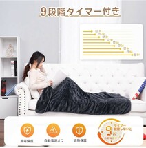 電気毛布 掛敷兼用160×130cm 1-9時間タイマー 9段階温度調整 10分速暖 フランネル素材 洗えるダニ退治 膝掛肩掛 防寒対策 暖房器具 省エネ_画像2