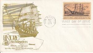 [FDC] ship :.. boat * historical name preservation thing (4)(1971 year )( America ) t3935