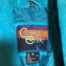 90s Cripple Creek レザージャケット ウエスタン エメラルドグリーン 古着 裏地付き フリンジ 衣装 ロック_画像3
