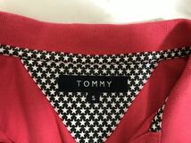 本物トミーTOMMYコットンロゴ刺繍半袖ポロシャツメンズサーフアメカジミリタリービジネススーツゴルフSピンク_画像4