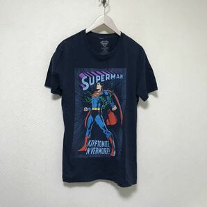 本物スーパーマンSUPERMANコットンプリント半袖Tシャツメンズサーフアメカジミリタリー紺ネイビーLホンジュラス製ヴィンテージ