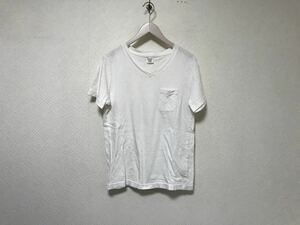 本物チャンピオンChampionコットンVネック半袖Tシャツメンズサーフアメカジミリタリービジネススーツゴルフワーク白ホワイトL