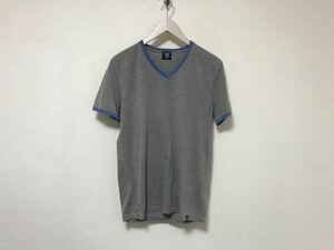 本物コムサコミューンCOMMECACOMMUNE Vネック半袖TシャツメンズサーフアメカジミリタリービジネススーツゴルフグレーM