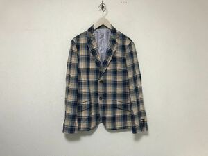  beautiful goods genuine article Comme Ca ko Mu nCOMMECACOMMUNE cotton linen flax check pattern tailored jacket men's Surf American Casual suit business blue M