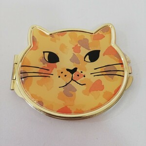 FLOWERING flower ring compact mirror cat type both sides mirror hand-mirror 8cm [ cat .. goods ]