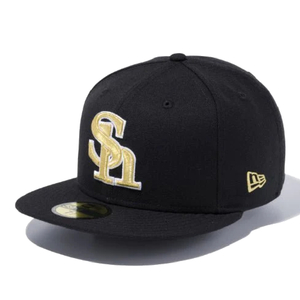 ニューエラ 59FIFTY 福岡ソフトバンクホークス ブラック ゴールド ホワイトアウトライン ブラック メタリックゴールド 7 7/8 1個 [T便60] [