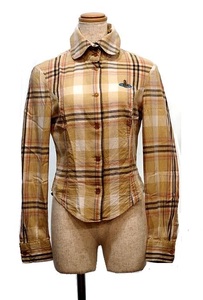  rare Vivienne Westwood 90 period metropolitan check pattern .. collar blouse shirt Vivienne Westwood 
