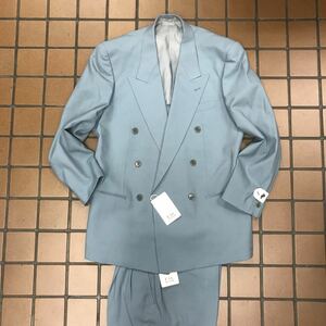  new goods * tag attaching high class TAC HOMME Vintage double 6 button suit setup size S aquamarine color made in Japan wool 100% super-discount limited goods 