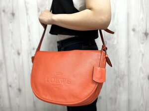 極美品 LOEWE ロエベ ヘリテージ ショルダーバッグ バッグ レザー オレンジ系 64721