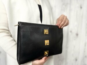 極美品 CELINE セリーヌ ヴィンテージ クラッチバッグ バッグ レザー 黒 65232