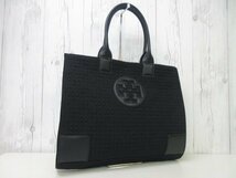 極美品 新品同様 Tory Burch トリーバーチ トートバッグ ショルダーバッグ バッグ キャンバス×レザー 黒 A4収納可 65216_画像2