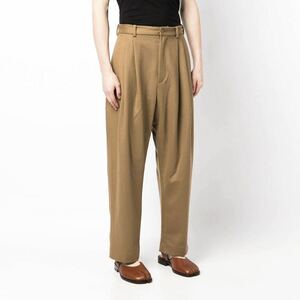 １円スタート！22FW 新品 HED MAYNER ヘドメイナー 6 PLEAT PANTS 6プリーツパンツ ウール スラックス 定価11万 Sサイズ