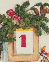 アンティーク・ポストカード　『新年＊赤いキノコとカレンダー＊1933年』_画像2