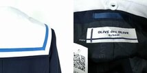 1円 セーラー服 スカート スカーフ 上下3点セット 160A オリーブデオリーブ 冬物 青1本線 女子 学生服 中学 高校 紺 中古 ランクC NA1169_画像3