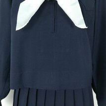 1円 セーラー服 スカート スカーフ 上下3点セット 170 大きいサイズ 冬物 白1本線 女子 学生服 中学 高校 紺 制服 中古 ランクC EY9764_画像5