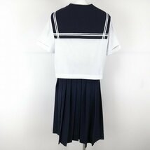 1円 セーラー服 スカート スカーフ 上下3点セット 大きいサイズ 特大 富士ヨット 夏物 白2本線 女子 山口末武中学 白 中古 ランクC EY9952_画像2